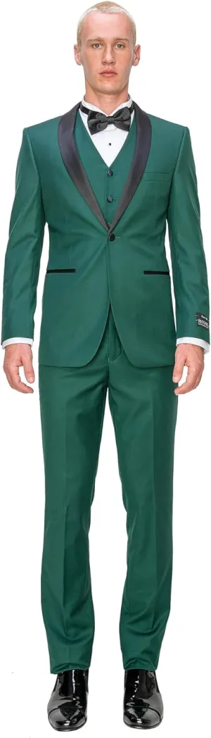 Antonio Uomo Mens Suit Set  Slim Fit Tuxedo Blazer Solid Jacket Vest Pants Formal Business Wedding Party Prom Dress Suits