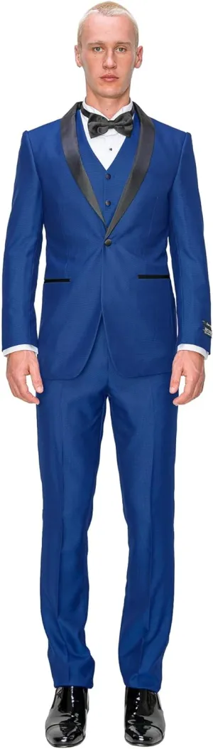 Antonio Uomo Mens Suit Set  Slim Fit Tuxedo Blazer Solid Jacket Vest Pants Formal Business Wedding Party Prom Dress Suits
