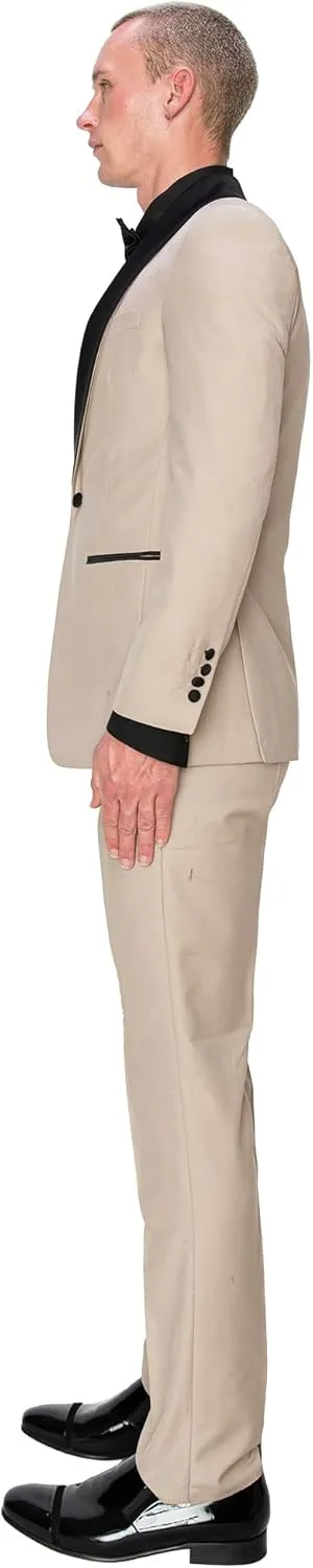 Antonio Uomo Mens Suit Set  Slim Fit Tuxedo Blazer Solid Jacket Vest Pants Formal Business Wedding Party Prom Dress Suits