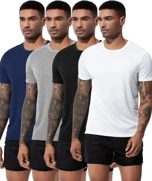 Arjen Kroos Men's Quick Dry Fit Running T-Shirts 4 Pack Activewear Gym Shirts Breathable Workout Undershirts