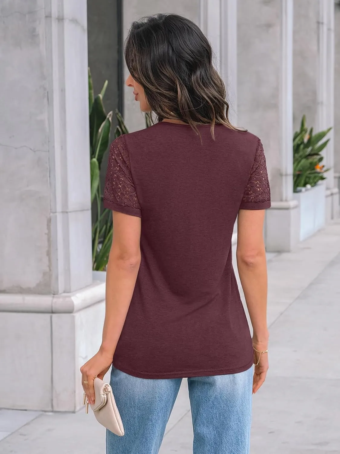 AUTOMET Women's Short Sleeve Shirts Dressy Lace Summer Tops 2025 Spring Trendy Casual T-Shirts Cute Work Outfits Blouses