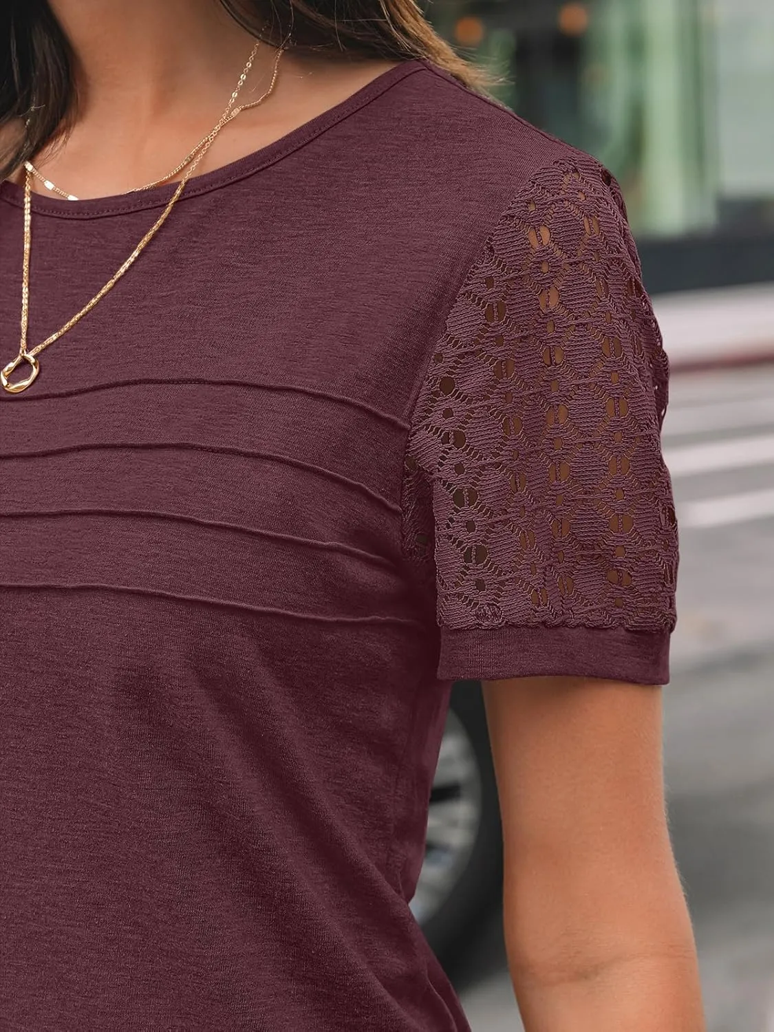 AUTOMET Women's Short Sleeve Shirts Dressy Lace Summer Tops 2025 Spring Trendy Casual T-Shirts Cute Work Outfits Blouses