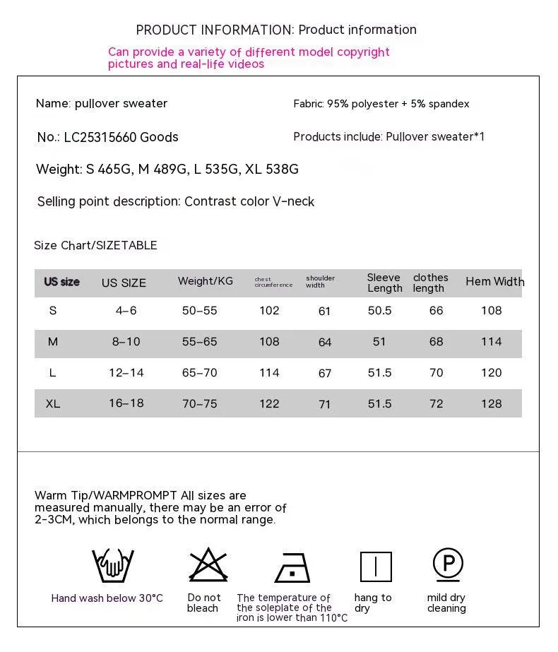 Autumn And Winter Long Sleeve V-neck Pullover European And American Sweater