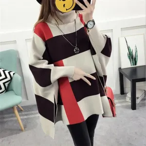 Autumn Casual Loose Stripe Knitted Sweaters - Ailime Designs