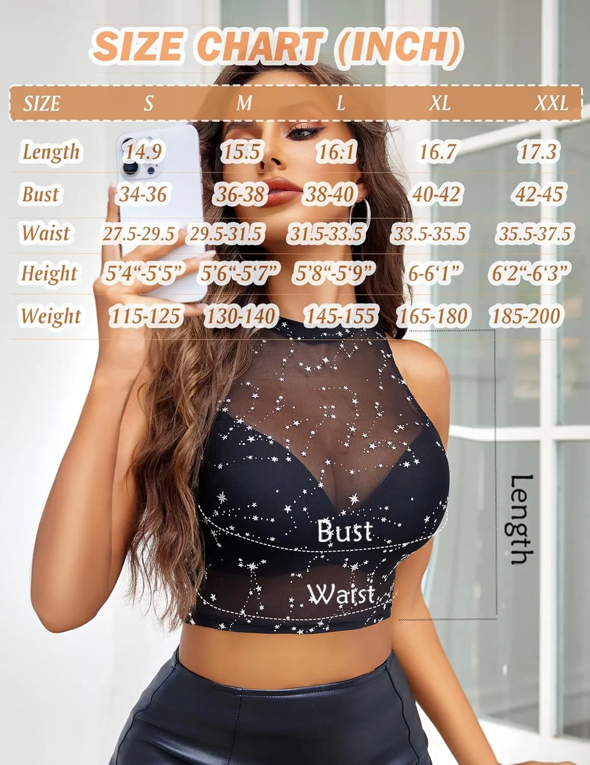 Avidlove Sexy Mesh Crop Top for Women Sleeveless Sheer High Neck Tops See Through Tank Blouses Shirts