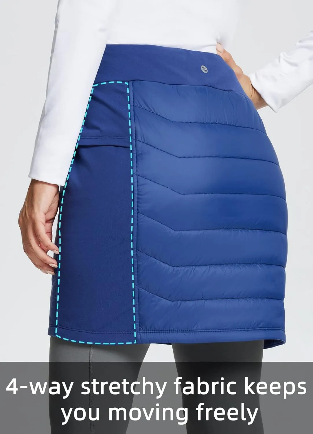 baleaf Women's 17" Puffer Quilted Skirt Lightweight Insulated Warm Snow Skirts Hiking Running Golf Outdoors