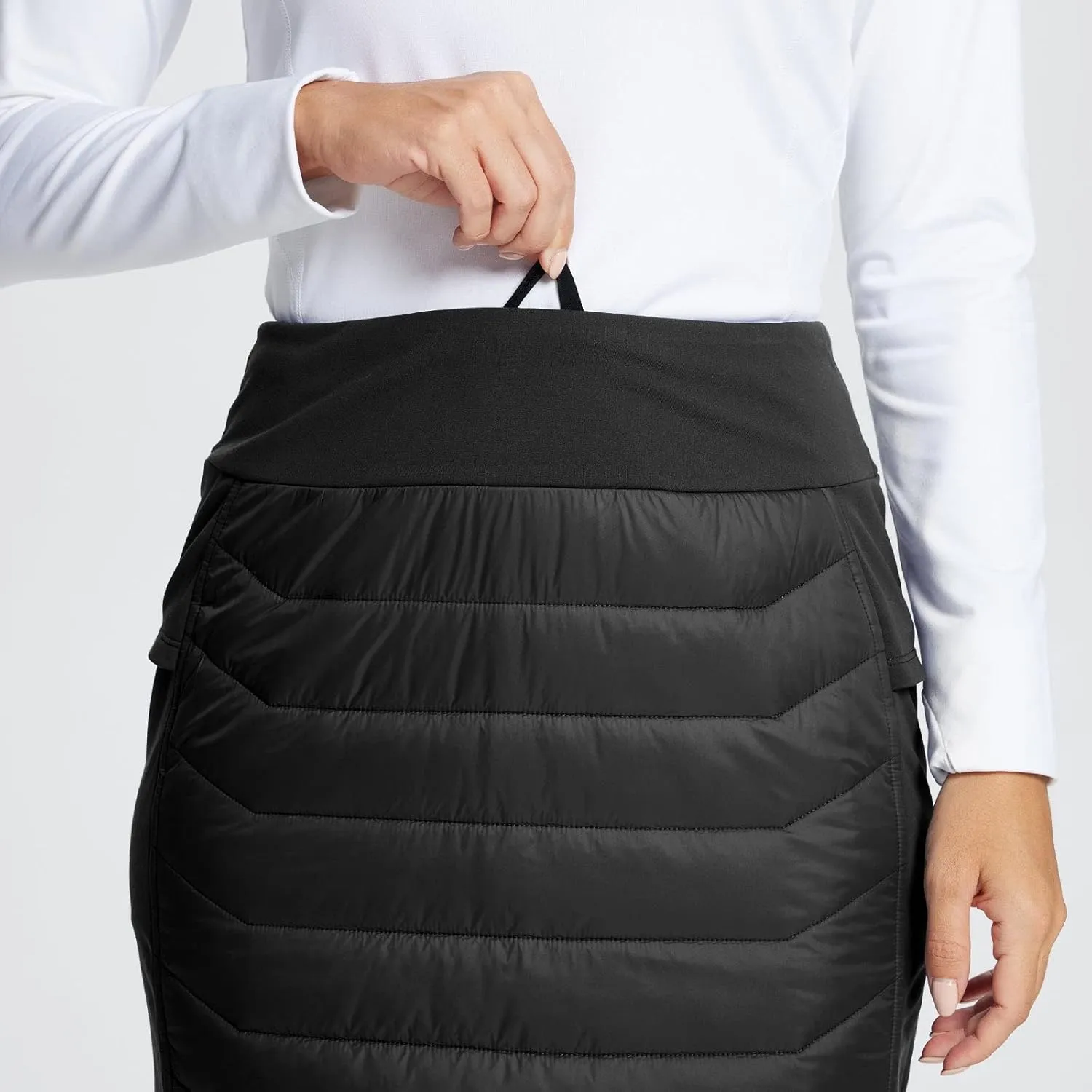 baleaf Women's 17" Puffer Quilted Skirt Lightweight Insulated Warm Snow Skirts Hiking Running Golf Outdoors