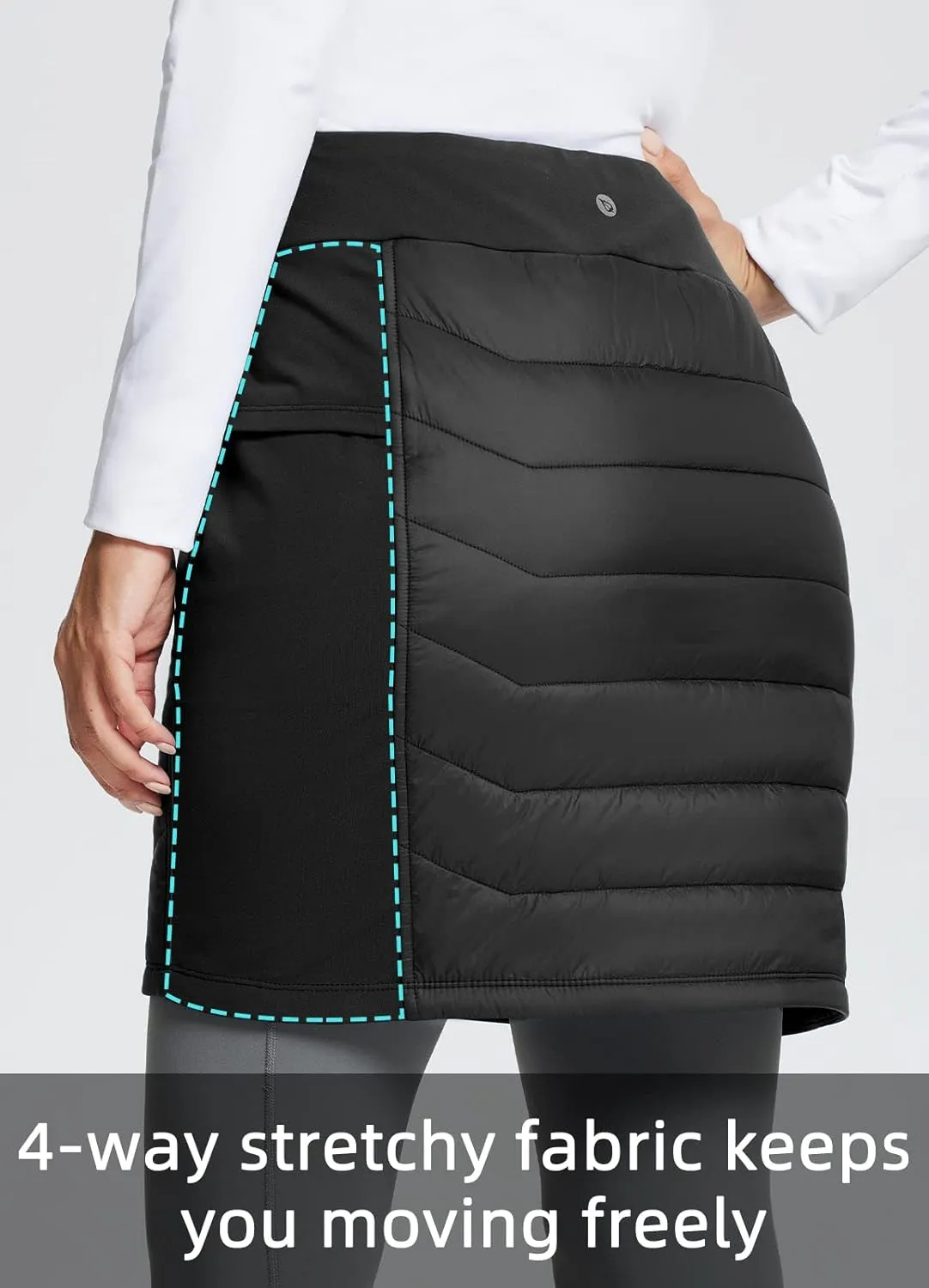 baleaf Women's 17" Puffer Quilted Skirt Lightweight Insulated Warm Snow Skirts Hiking Running Golf Outdoors