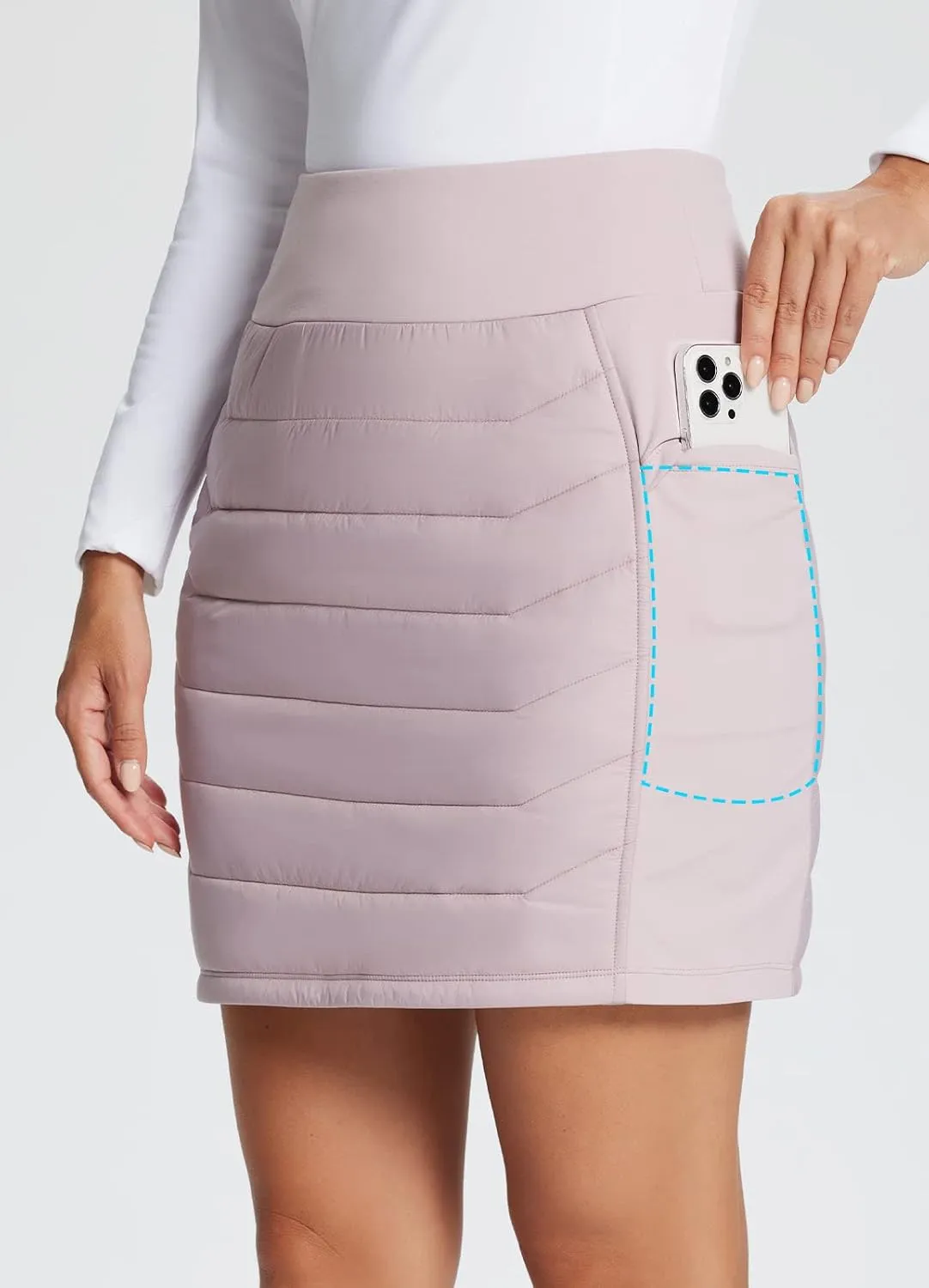 baleaf Women's 17" Puffer Quilted Skirt Lightweight Insulated Warm Snow Skirts Hiking Running Golf Outdoors