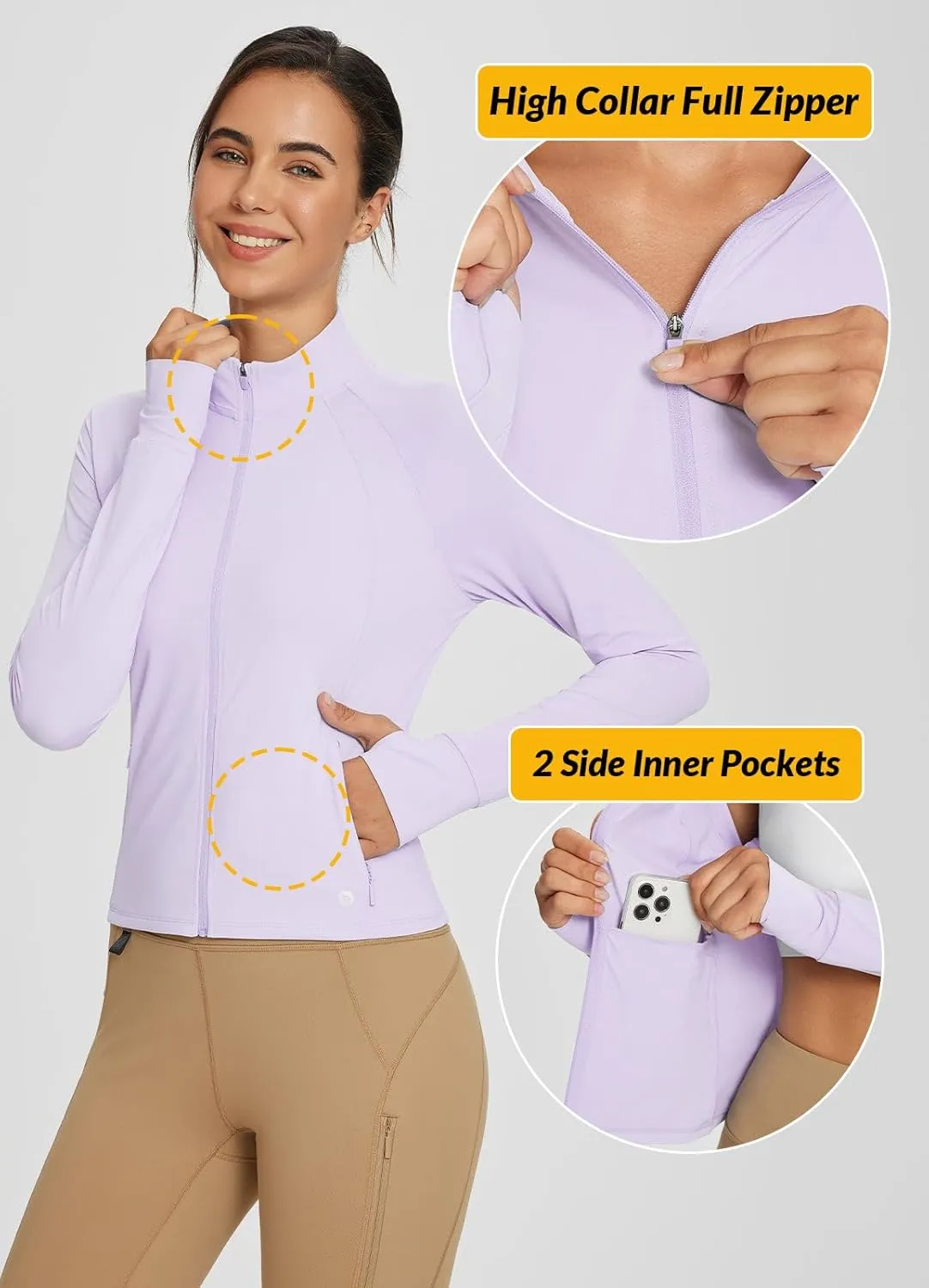 baleaf Women's Sun-Dur SPF Shirts Permanent UPF 50  Crop Jacket Long Sleeve Sun Protection Clothing Full Zip Quick Dry Hiking
