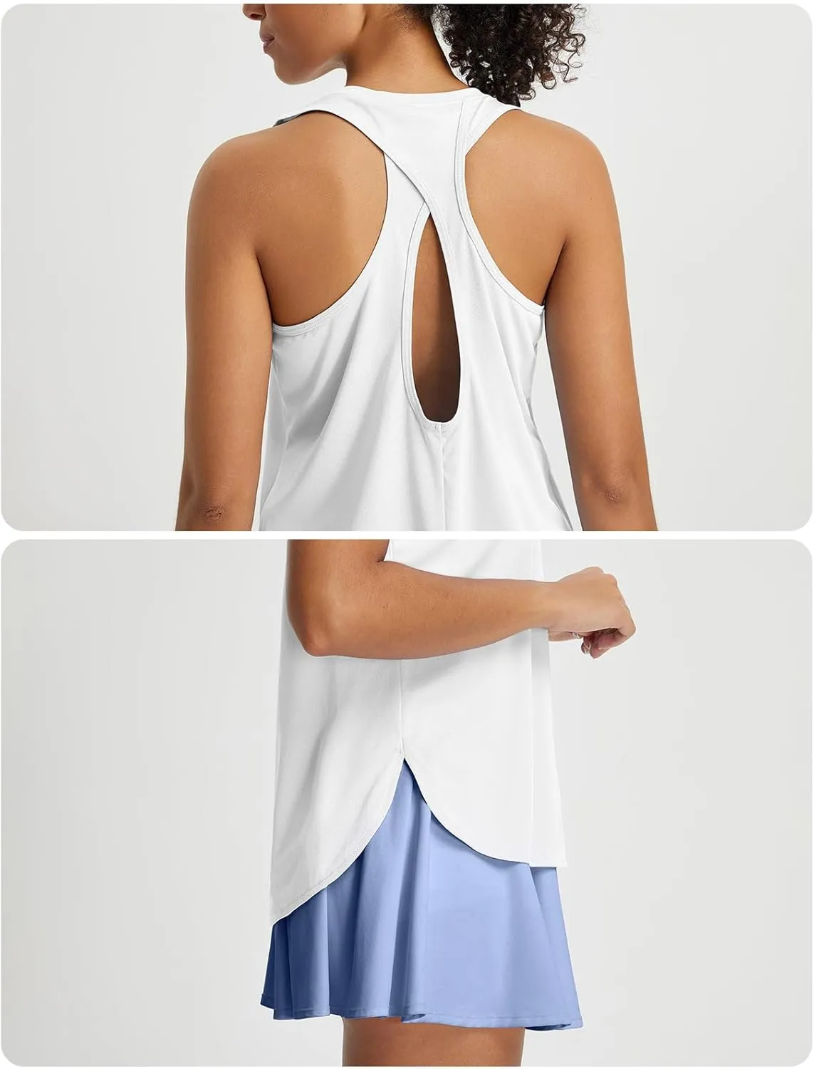 baleaf Womens Tank Tops Running Cross Open Back Top Sleeveless Racerback Gym Workout Athletic Quick Dry Tennis UPF 50 