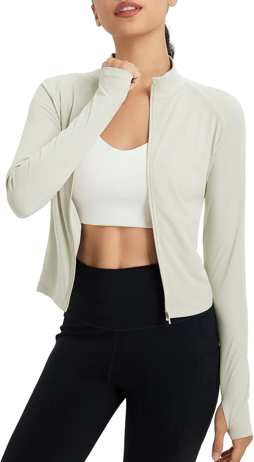 baleaf Women's UPF 50  Sun Shirts Protection SPF Crop Jacket UV Protection Long Sleeve Full Zip Clothing Lightweight