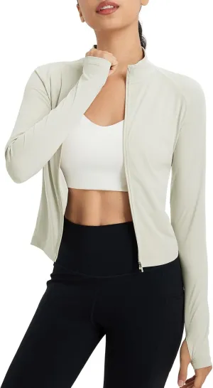 baleaf Women's UPF 50  Sun Shirts Protection SPF Crop Jacket UV Protection Long Sleeve Full Zip Clothing Lightweight