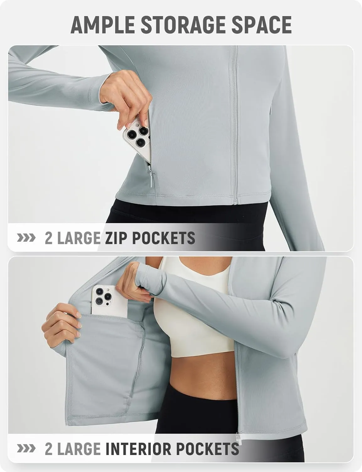 baleaf Women's UPF 50  Sun Shirts Protection SPF Crop Jacket UV Protection Long Sleeve Full Zip Clothing Lightweight