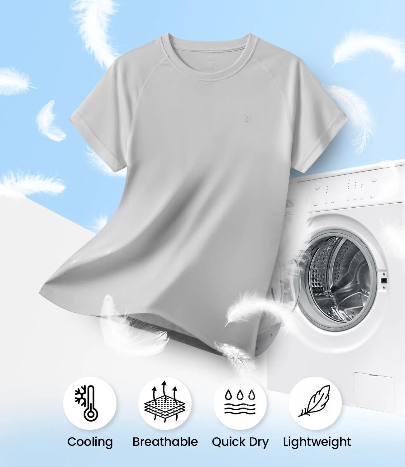 BASUDAM Women's Short Sleeve T-Shirts Quick Dry Cooling UPF 50  Lightweight Athletic Shirts Running Workout Tops