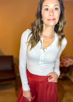 Be My Baby Waffle Knit Top - White