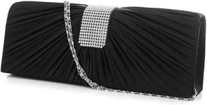 BESPORTBLE Elegant Bridal Evening Bag Rhinestones Decorated Clutch Pouch Satin Material