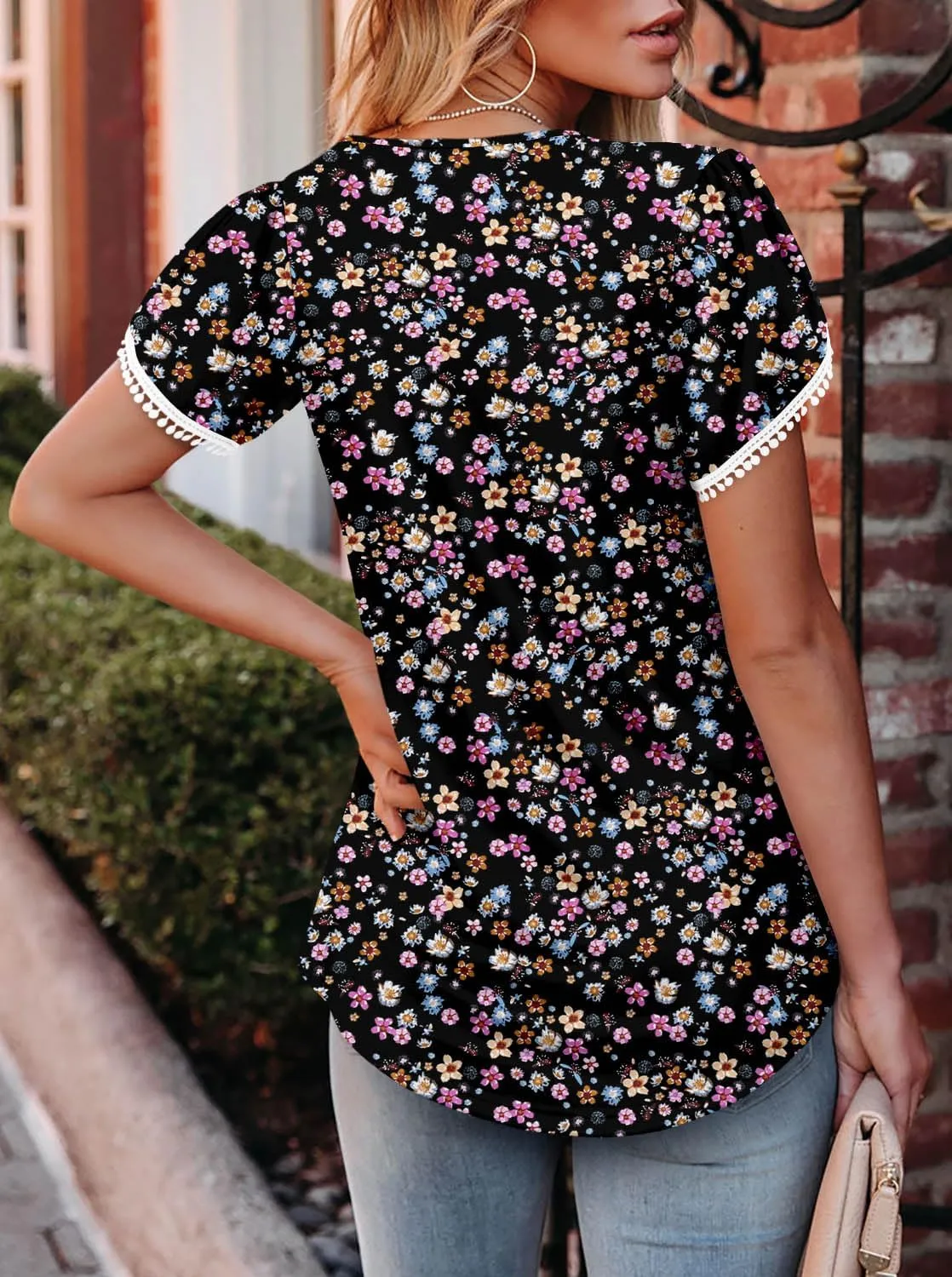 BETTE BOUTIK Womens Summer Tops Short Sleeve Pleated Square Neck Tunics Shirts Blouses S-3XL
