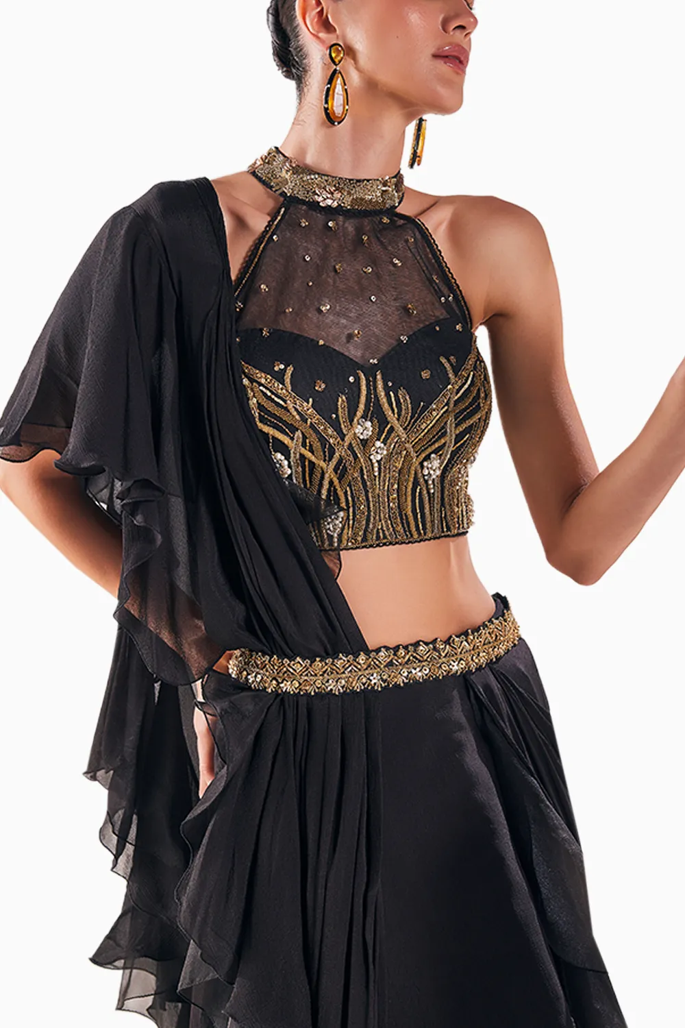 Black Chiffon Elegance Draped Saree