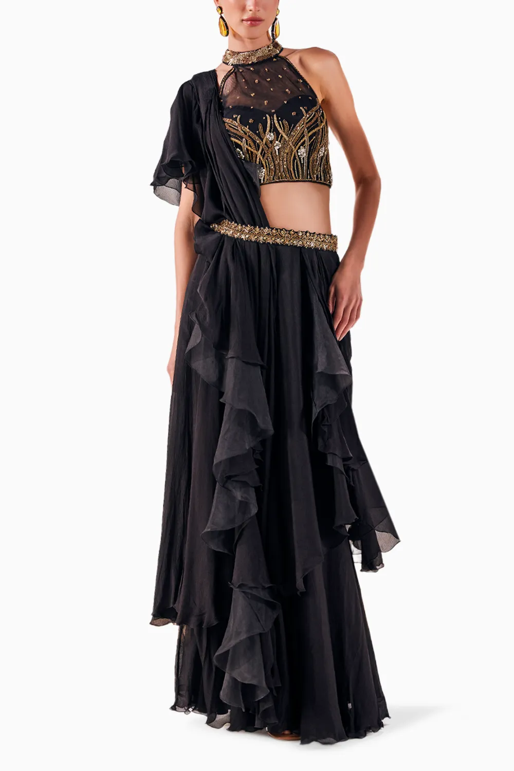 Black Chiffon Elegance Draped Saree