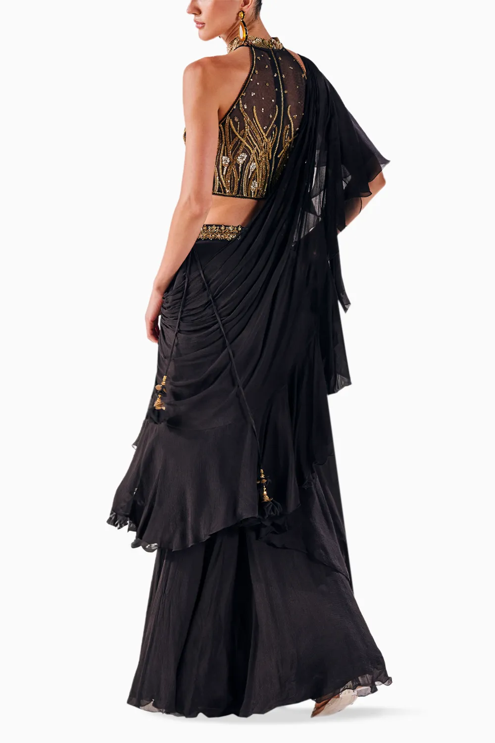 Black Chiffon Elegance Draped Saree