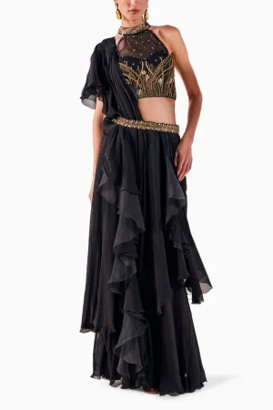 Black Chiffon Elegance Draped Saree