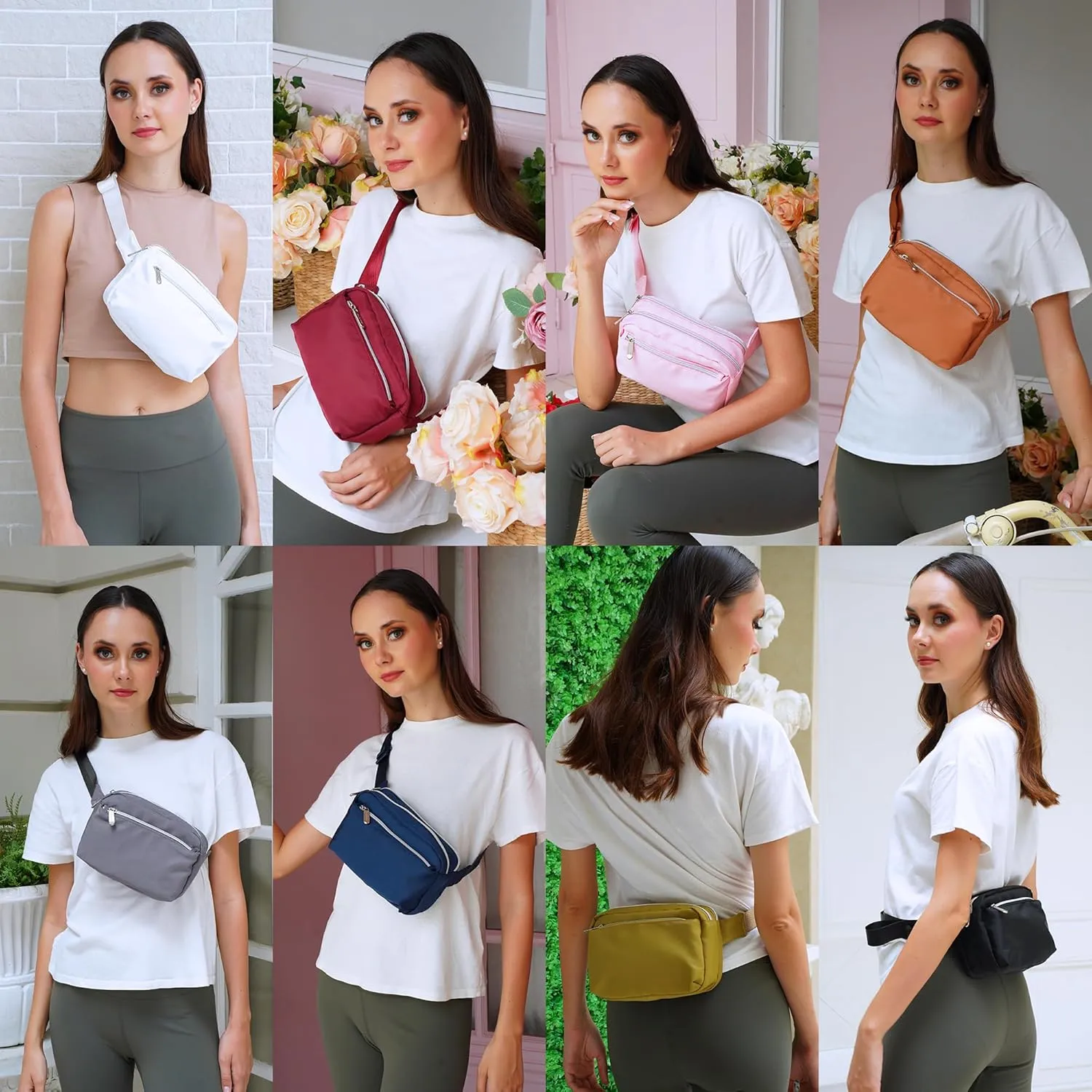 Black Fanny Pack Belt bag - Crossbody Waist Bag for Men or Women - Hands-Free, Waterproof Large Bumbag for Hiking, Running, and Travel