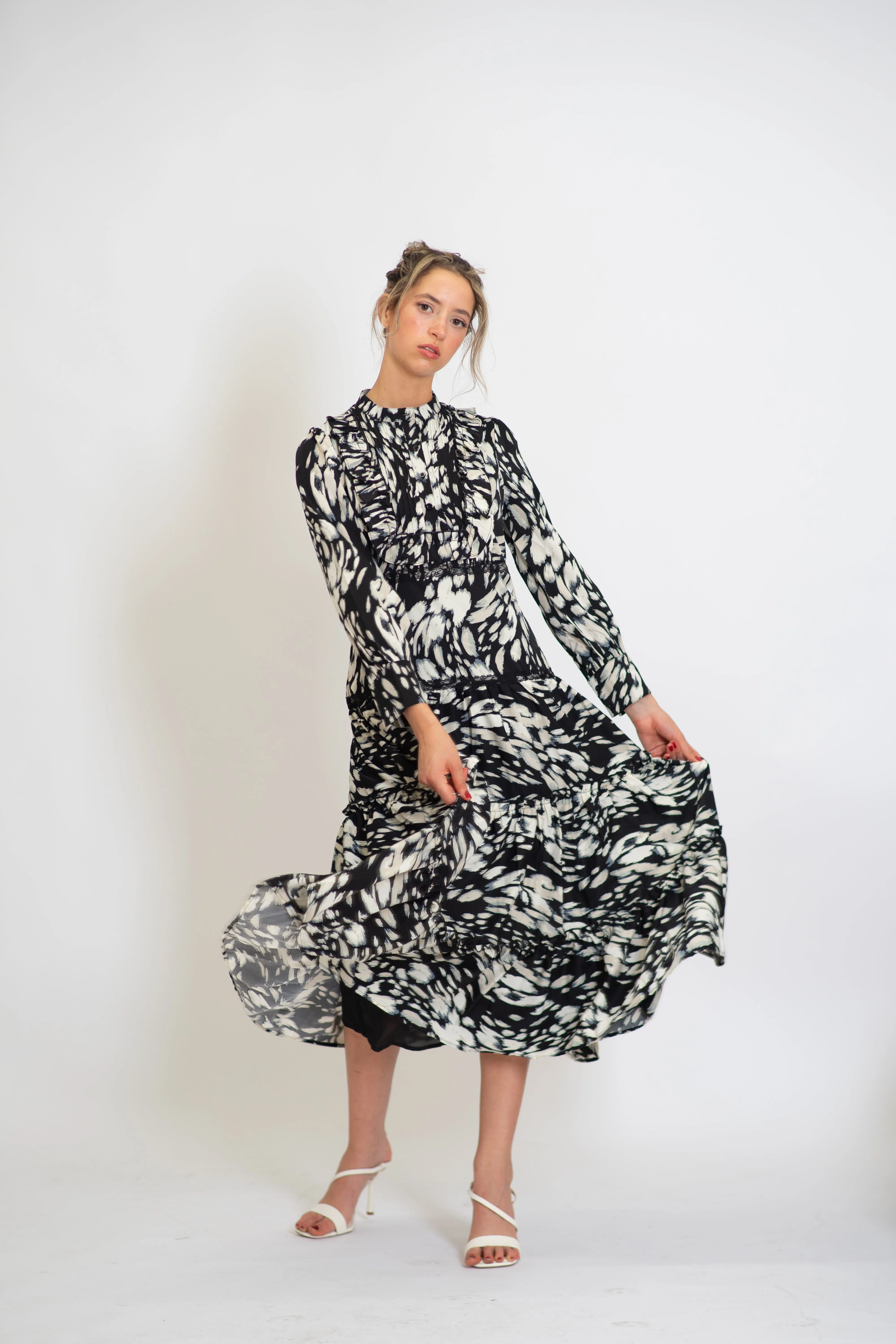 Black Orchid Tiered Skirt Midi Dress