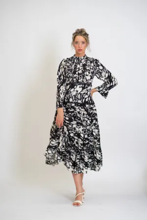 Black Orchid Tiered Skirt Midi Dress
