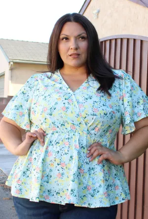Bloomchic Surplice Floral Blouse, Size 12, 14, 16