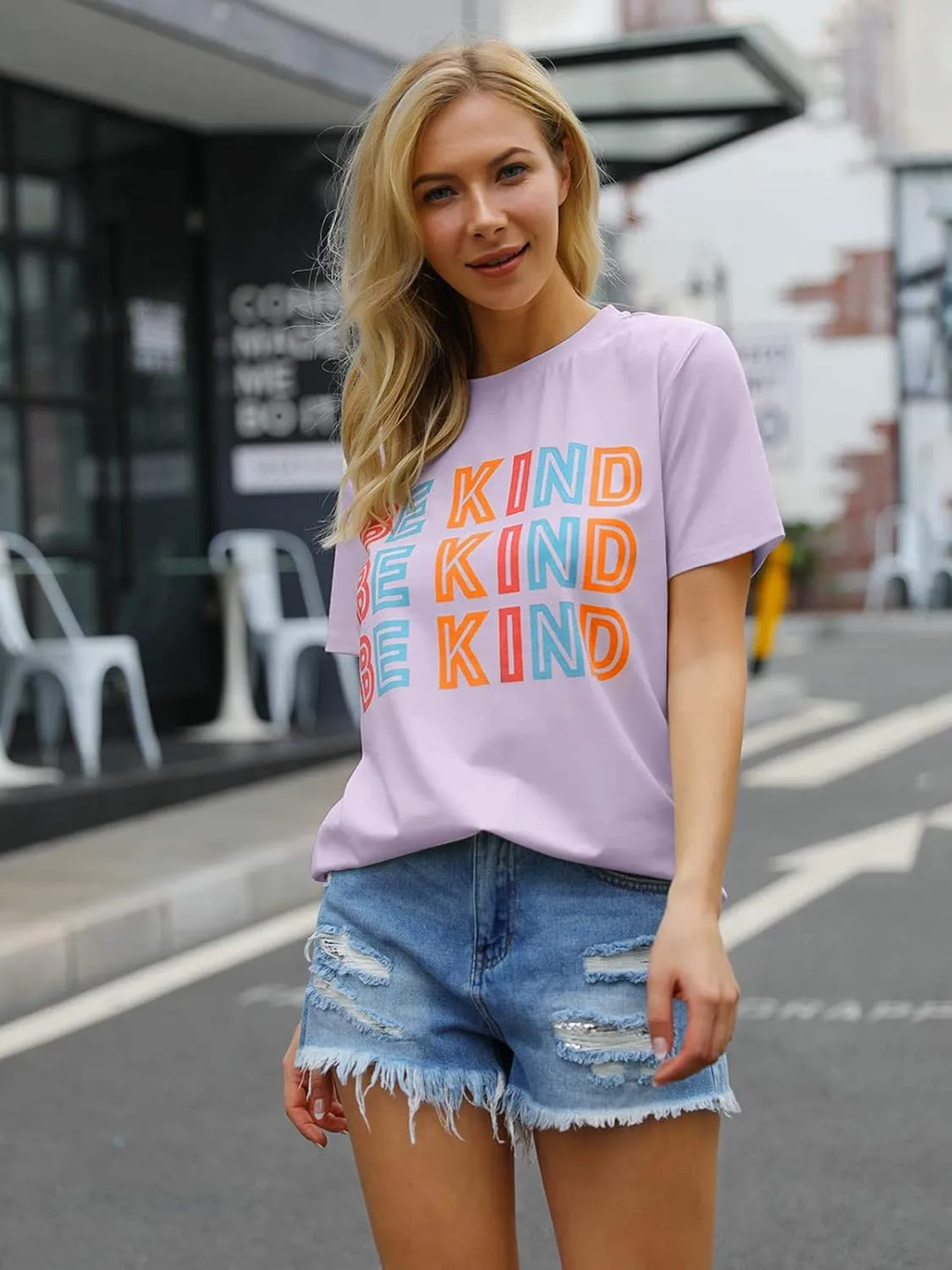 Blooming Jelly Womens Be Kind Shirt Short Sleeve Graphic Tees Loose Fit Tshirts Cute Casual Summer Tops Funny Teacher Outfits