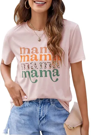 Blooming Jelly Womens Mama Shirt Fashion Graphic Tee Shirts Loose Fit Summer Tops Short Sleeve Blouses