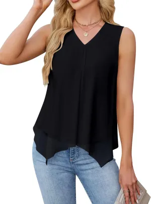 Blooming Jelly Womens Tank Tops Sleeveless Lightweight Summer Tops 2025 Business Dressy Casual Chiffon Blouses