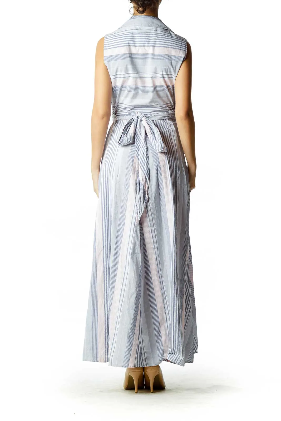 Blue Pink Pinstripe Day Dress