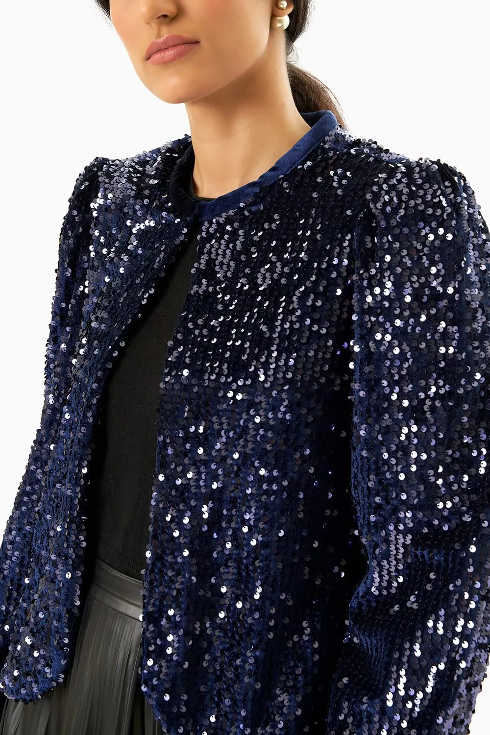 Blue Sequin Bolero Jacket