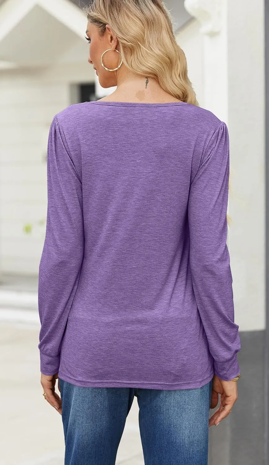 Bluetime Long Sleeve Shirts for Women 2024 Fall Fashion Tunic Tops for Leggings Pleated Front Dressy Casual Blouses