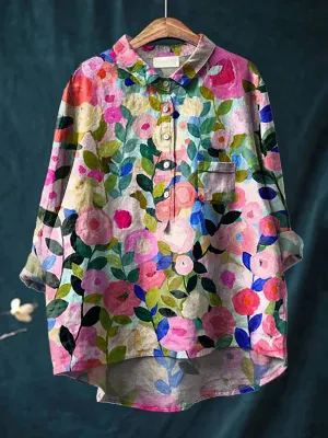 Bold Abstract Floral Button-Down Shirt