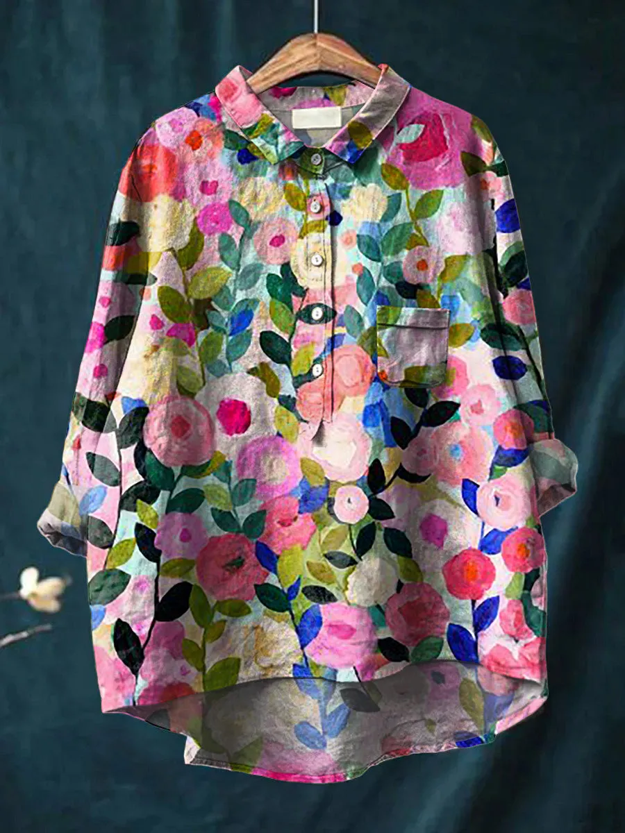Bold Abstract Floral Button-Down Shirt