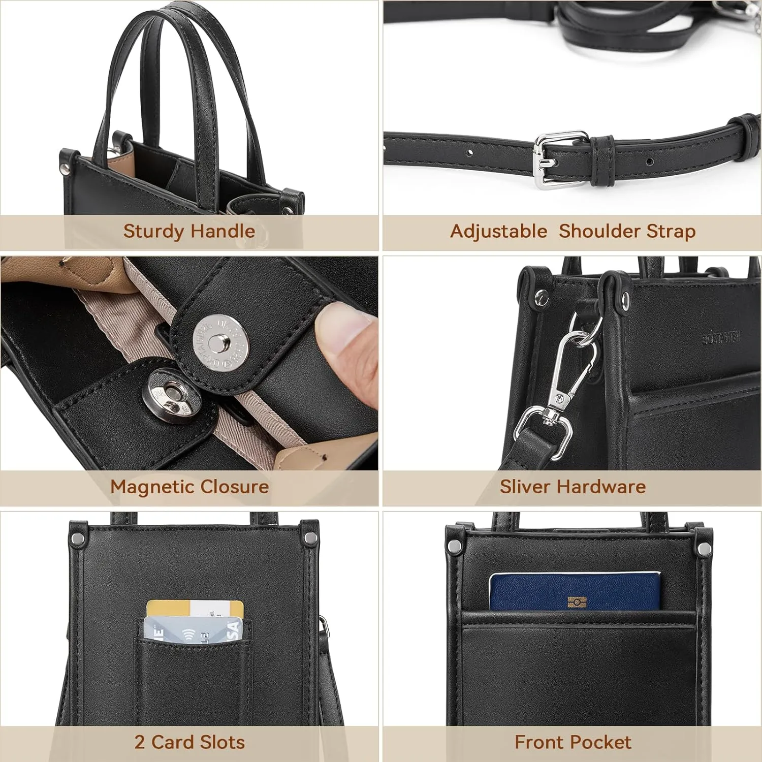 BOSTANTEN Small Crossbody Purse for Women Mini Tote Bag Top Handle Shoulder Bag Compact Handbags with Adjustable Strap