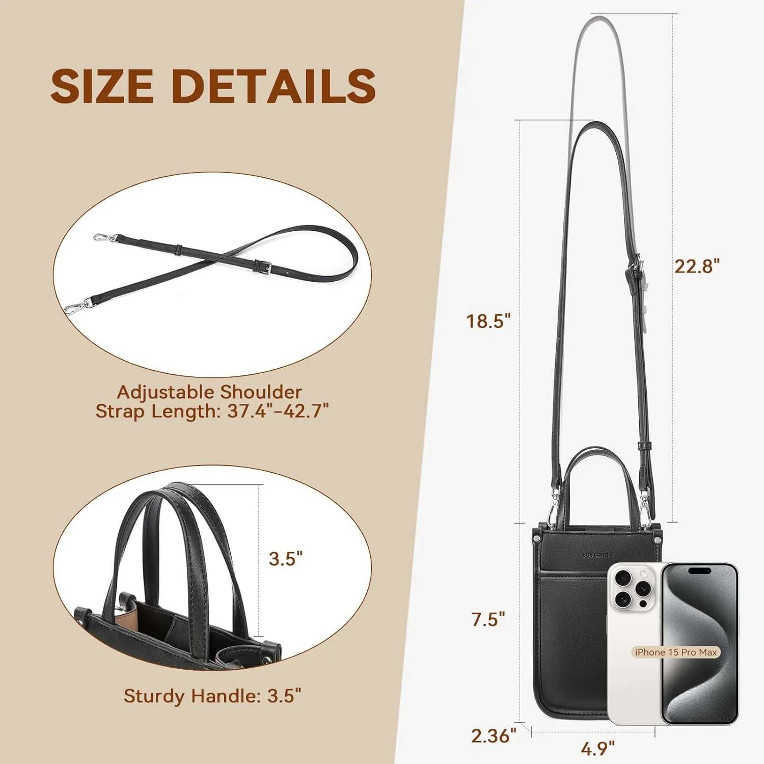 BOSTANTEN Small Crossbody Purse for Women Mini Tote Bag Top Handle Shoulder Bag Compact Handbags with Adjustable Strap