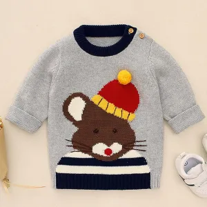 Boys Long Sleeve Cartoon Mouse Printed Sweaters