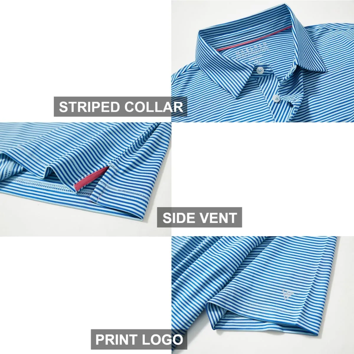 Boys Polo Shirts Short Sleeve Striped Performance Moisture Wicking Dry Fit Golf Shirts for Boys Youth Kids