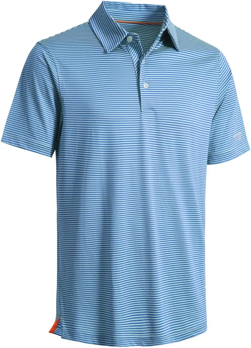 Boys Polo Shirts Short Sleeve Striped Performance Moisture Wicking Dry Fit Golf Shirts for Boys Youth Kids