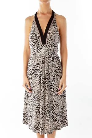 Brown Black Halter Day Dress