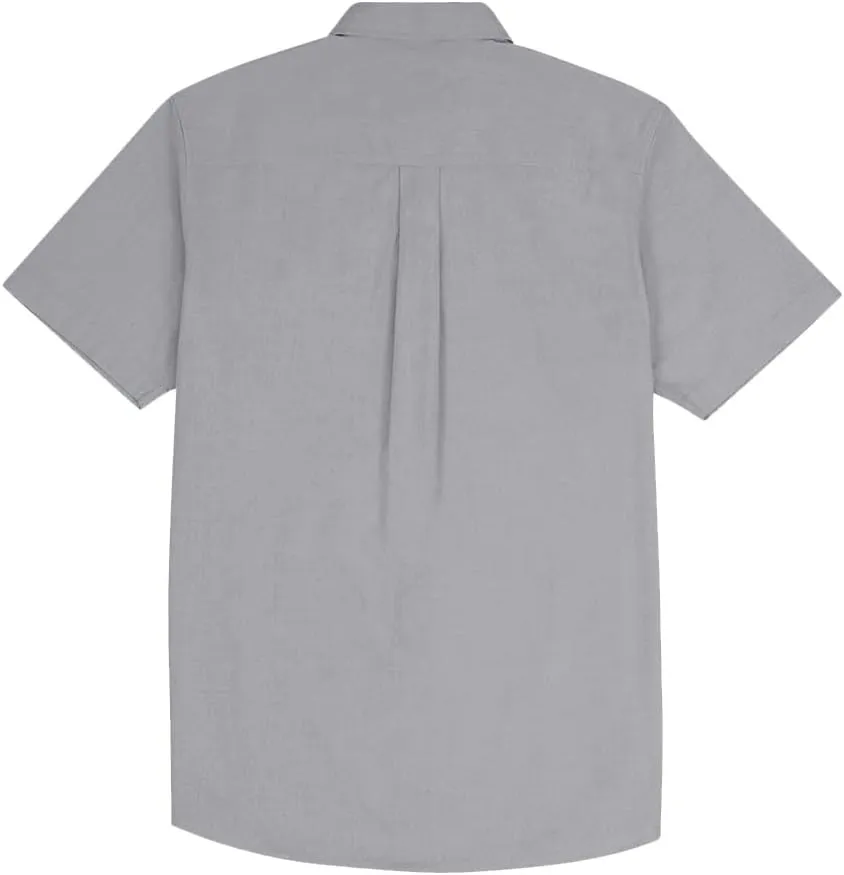 Button Down Short Sleeve Linen Shirts for Men Summer Casual Cotton Spread Collar Beach Shirts