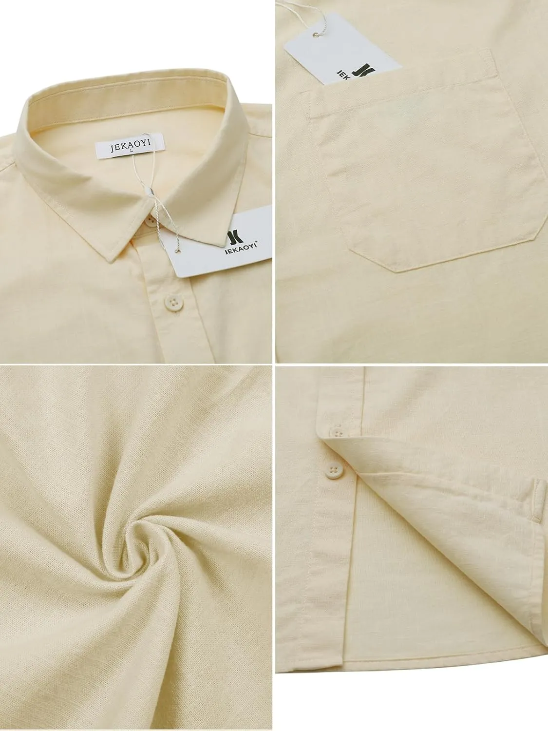 Button Down Short Sleeve Linen Shirts for Men Summer Casual Cotton Spread Collar Beach Shirts