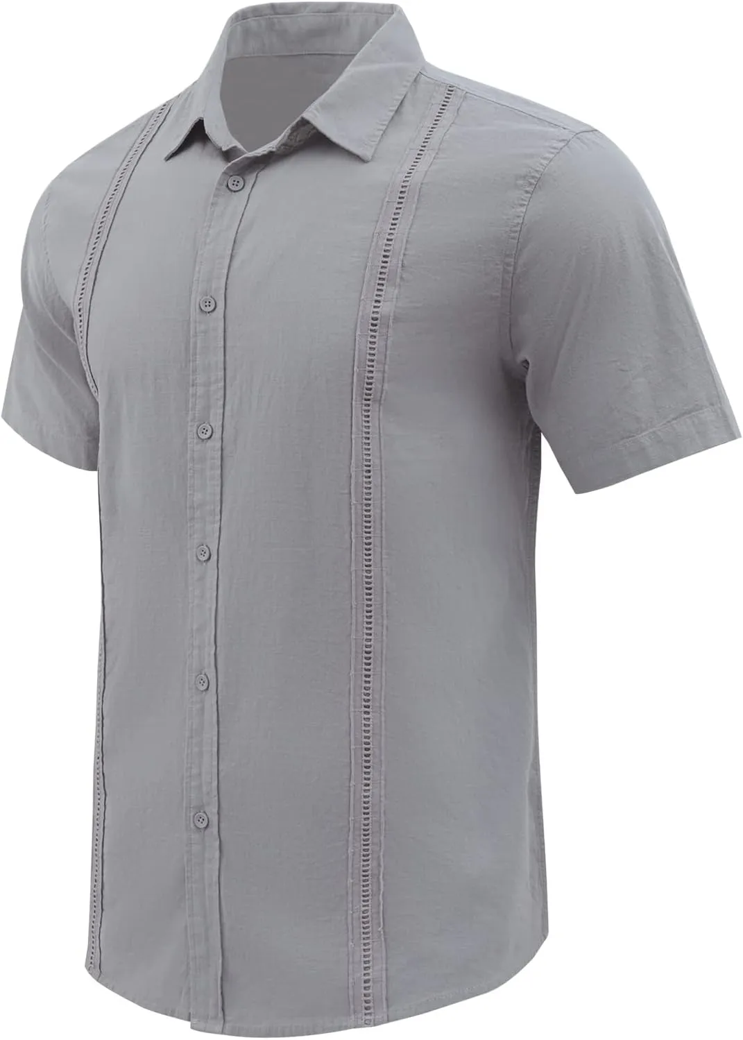 Button Down Short Sleeve Linen Shirts for Men Summer Casual Cotton Spread Collar Beach Shirts