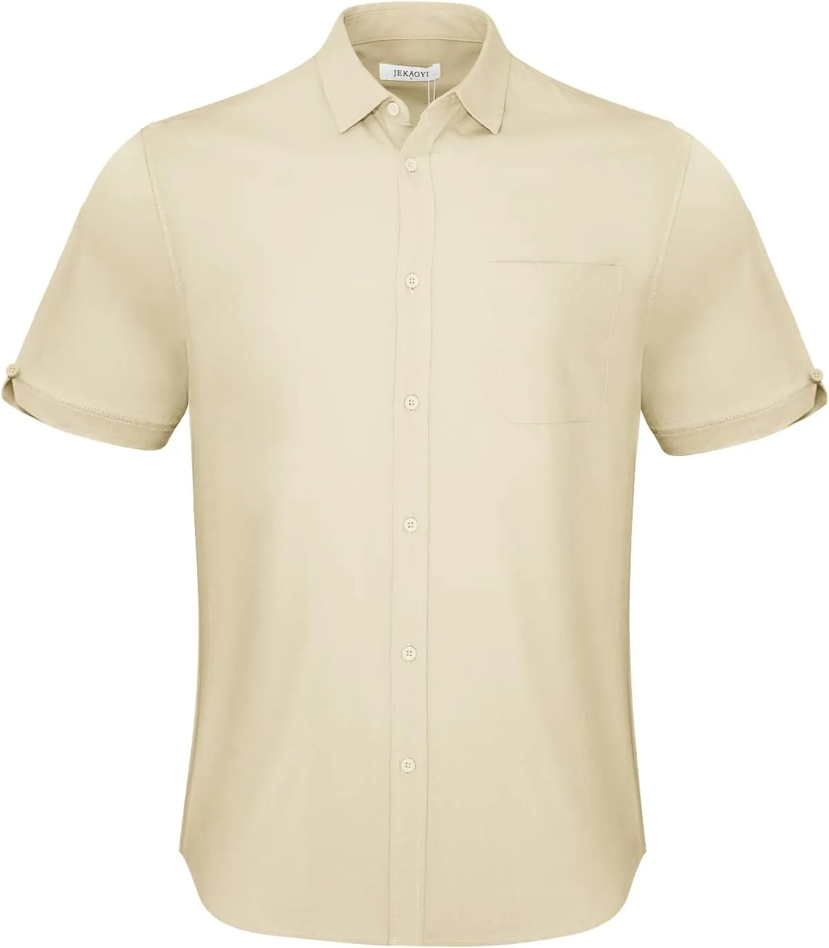 Button Down Short Sleeve Linen Shirts for Men Summer Casual Cotton Spread Collar Beach Shirts