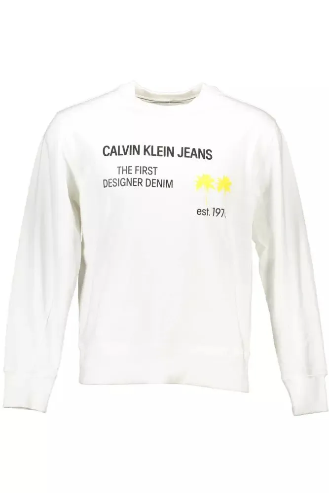Calvin Klein Organic Cotton Logo Sweatshirt in White