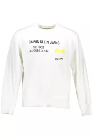 Calvin Klein Organic Cotton Logo Sweatshirt in White